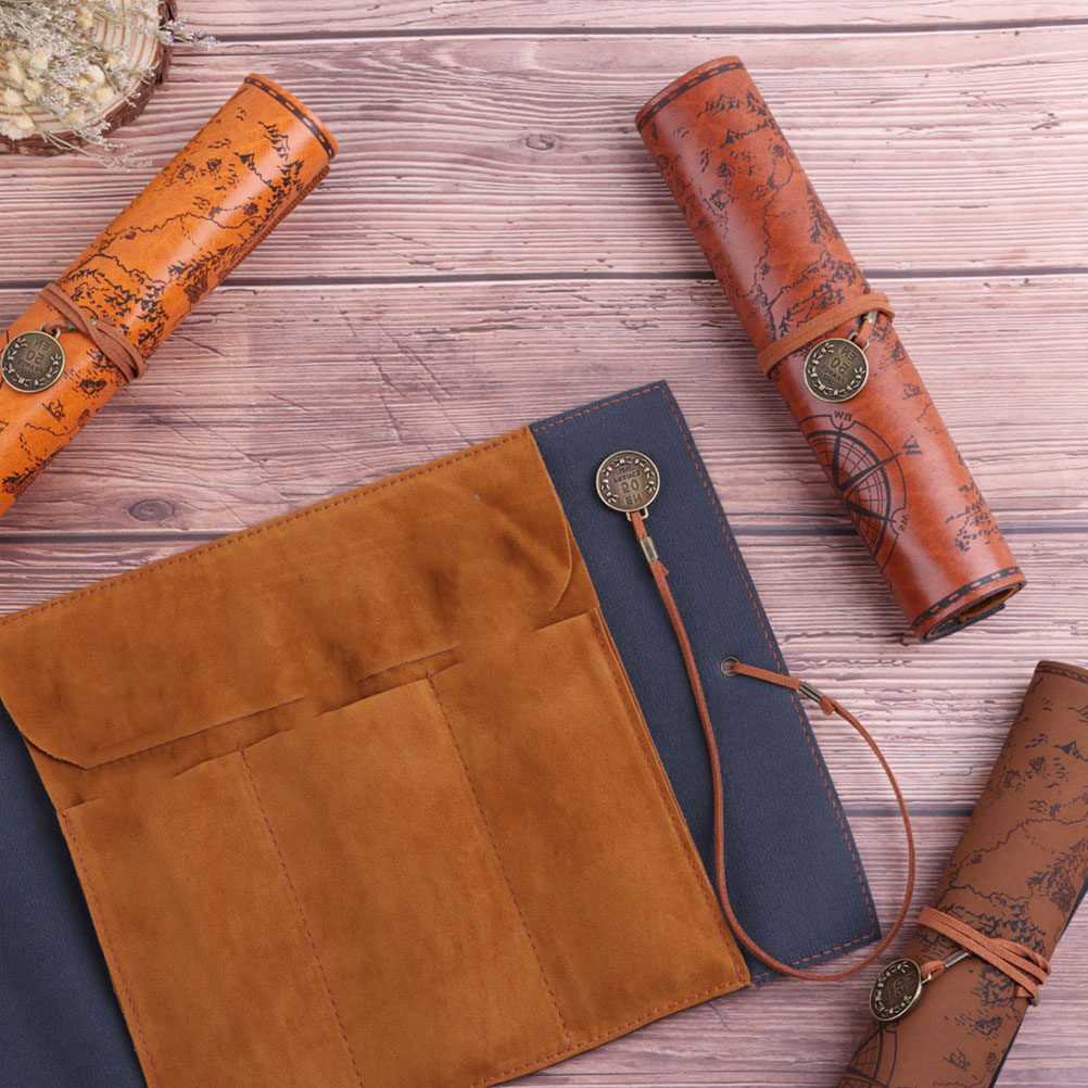 Pen Pouch Roll - 2 Stück Retro-Federmäppchen im Vintage-Stil, aufrollbare