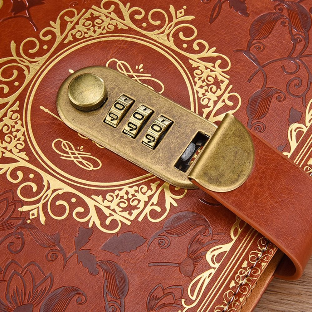 Journal Leather Hardcover - PU-Leder A5 Notizbuch mit Zahlenschloss Hardcover