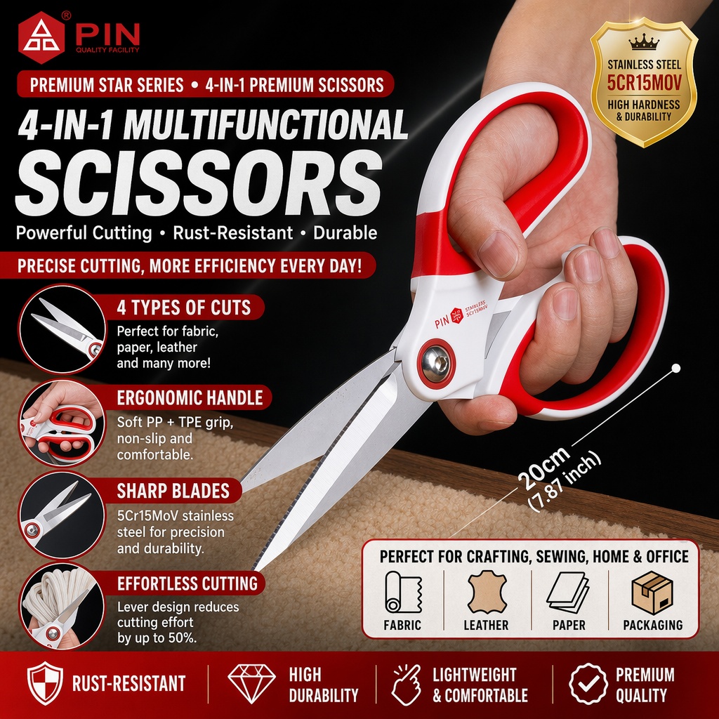Scissors Stainless Craft - Multifunktionsschere aus 5Cr15MoV Edelstahl, Scharfe und