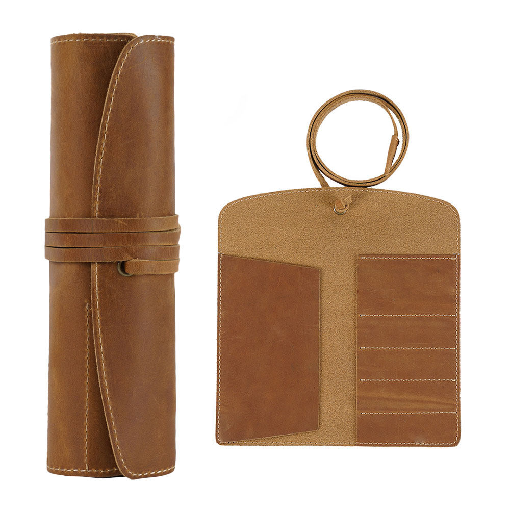 Pen Pouch Roll - Vintage Handgefertigtes Stiftetui im Roll-Up-Design für