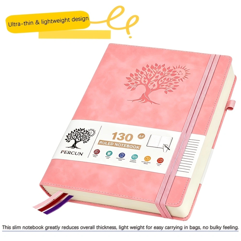 Journal Leather Hardcover - A4 liniertes Hardcover-Notizbuch, Kunstleder-Einband, 130 Seiten