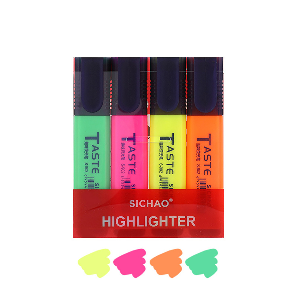 Highlighter Set Pastel - 4-teiliges fluoreszierendes Textmarker-Set mit Keilspitze für