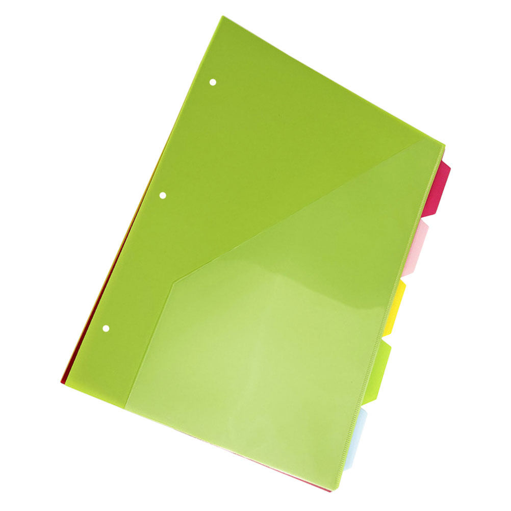 Index Tab Divider - 5 Stück Dreiloch-Lochregisterblätter mit Registerlaschen, Plastik-Ordner-Organizer