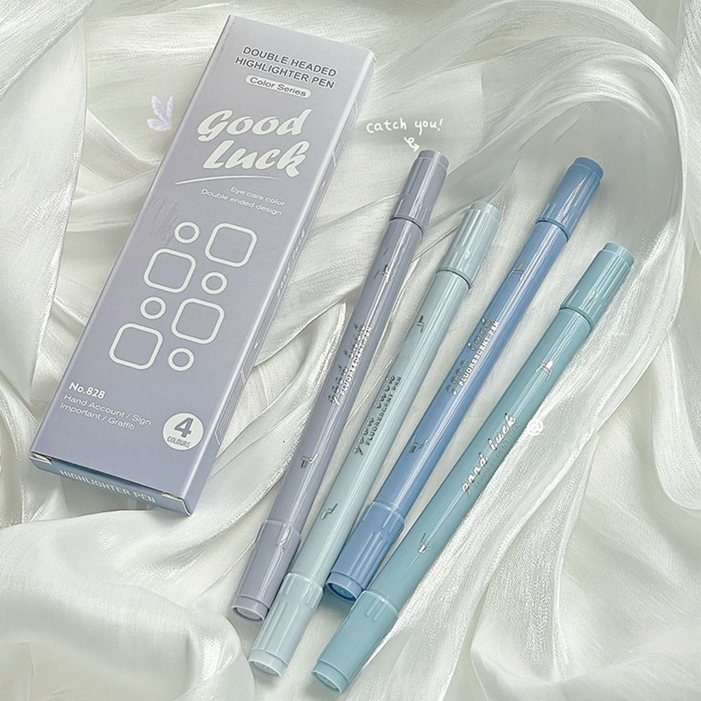 Highlighter Set Pastel - 4-Farbiger Doppelkopf-Textmarker mit Farbverlauf, Schreibwaren-Highlighter, Lernpreis-Zeichenstift,