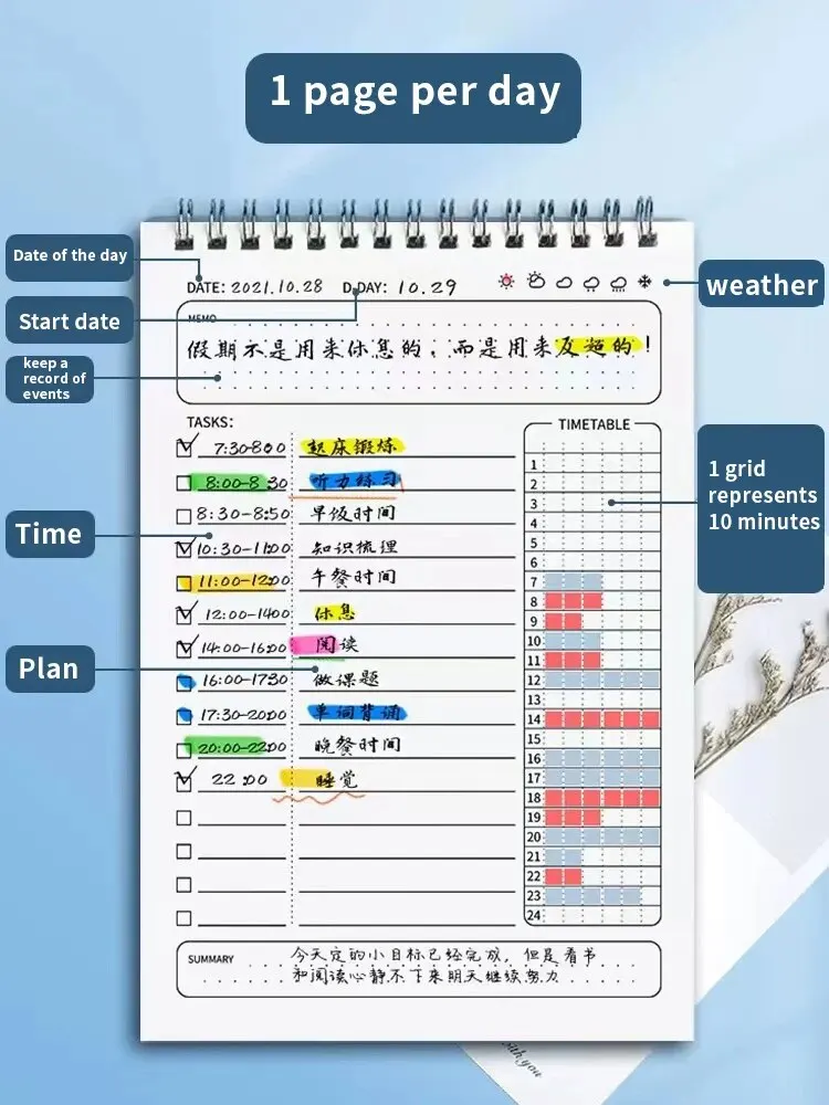 Office Stationery Supply List - 1 Stück Planer, Agenda, Spiral-Notizbuch, A5,