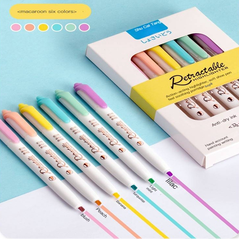 6-Farben-Textmarker mit Druckk – Highlighter Set Pastel Bewertung und Preis