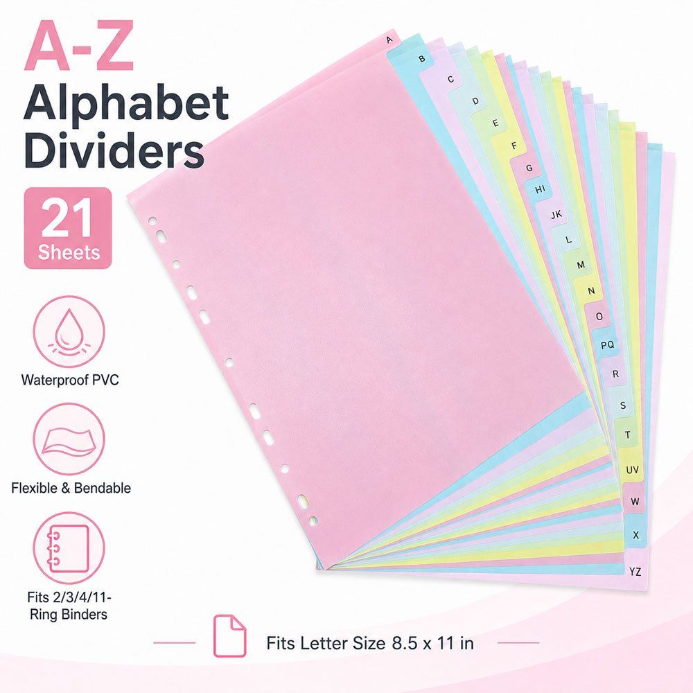 21-seitige A-Z-Alphabet-Ordner – Index Tab Divider Bewertung und Preis